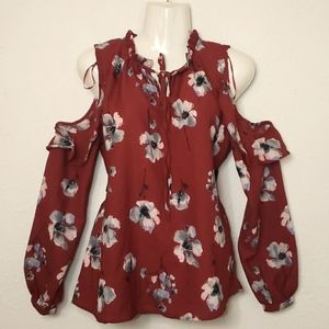 Burgundy floral blouse